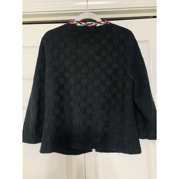Michael Simon Black Cardigan with Multicolor Trim - Picture 7 of 11